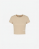 Picture of Half-Sleeve Ribbed Crop Top • Beige