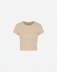 Picture of Half-Sleeve Ribbed Crop Top • Beige